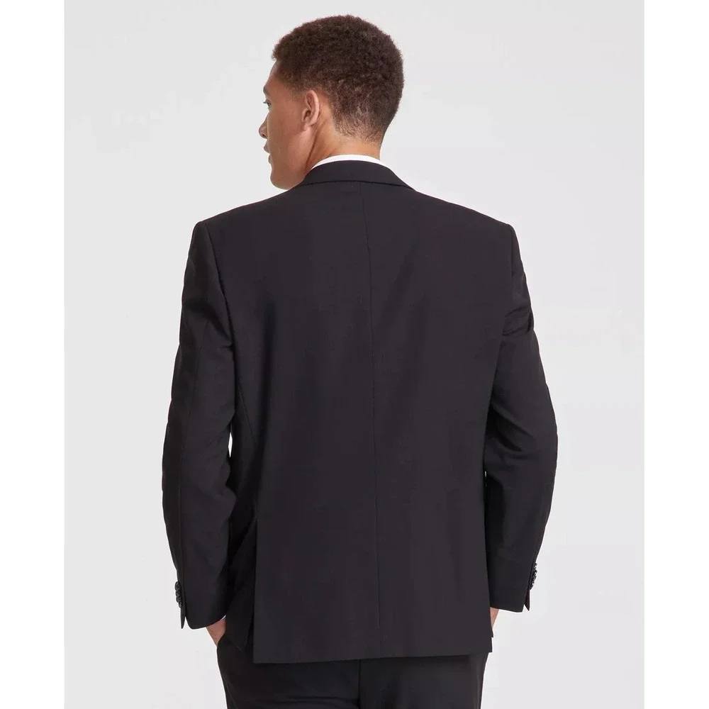Perry Ellis Portfolio Mens Black Modern Fit Stretch Sport Coat Blazer Jacket 42R